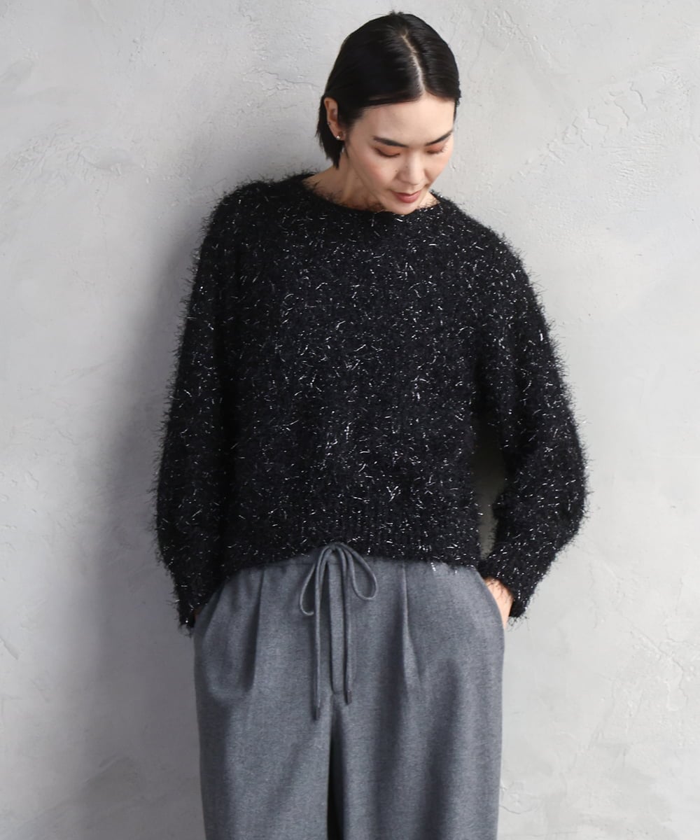 FMFAD27230 MICHEL KLEIN フェザーヤーンラメプルオーバー