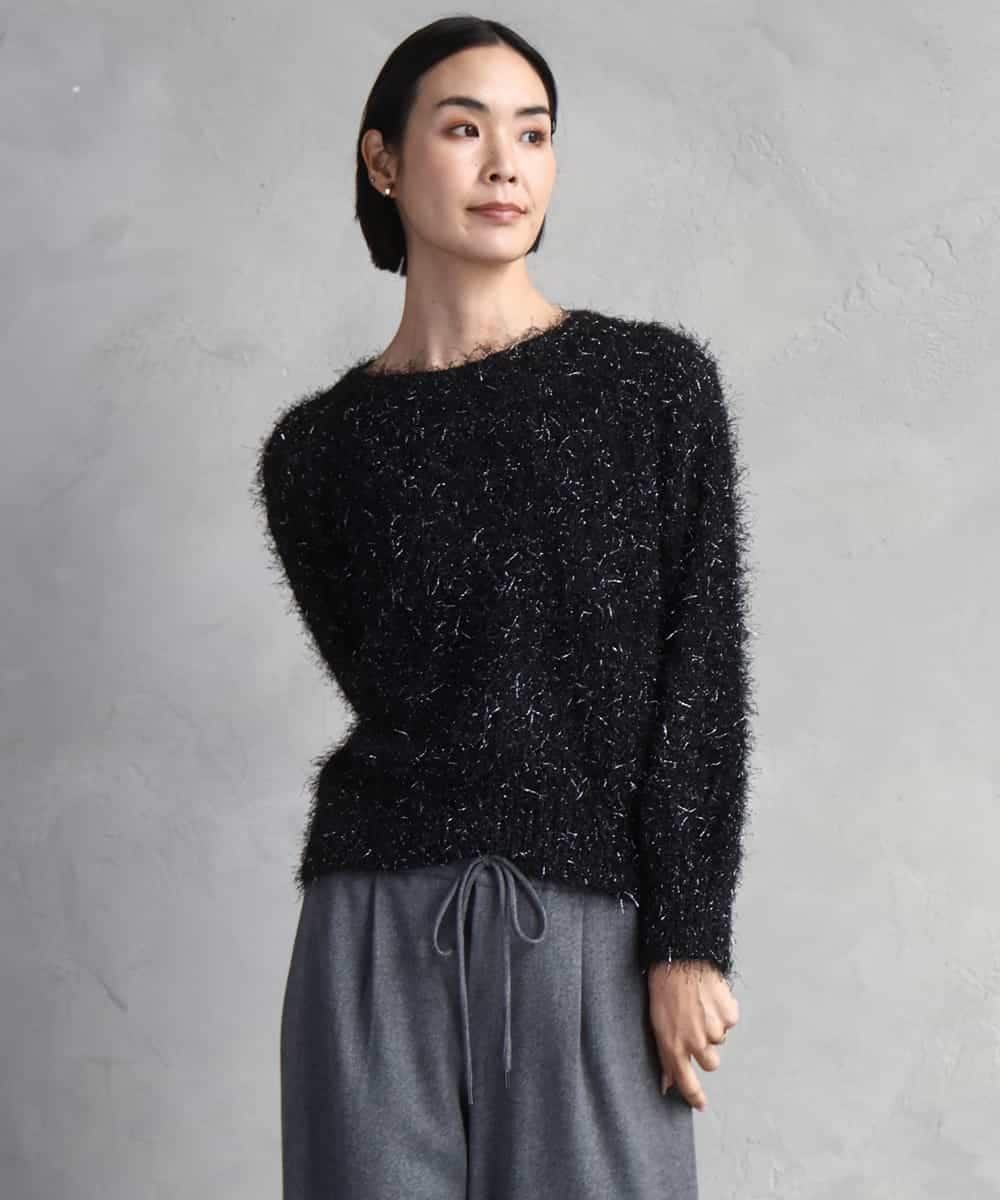 FMFAD27230 MICHEL KLEIN(ミッシェルクラン) フェザーヤーンラメプルオーバー ベージュ