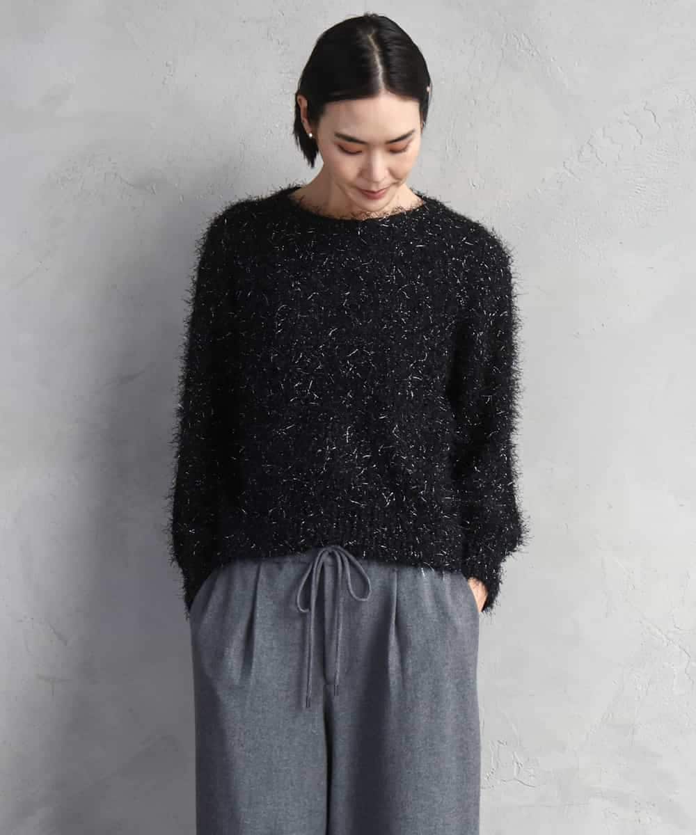 FMFAD27230 MICHEL KLEIN(ミッシェルクラン) フェザーヤーンラメプルオーバー ベージュ