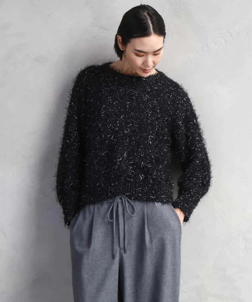 FMFAD27230 MICHEL KLEIN(ミッシェルクラン) フェザーヤーンラメプルオーバー ベージュ