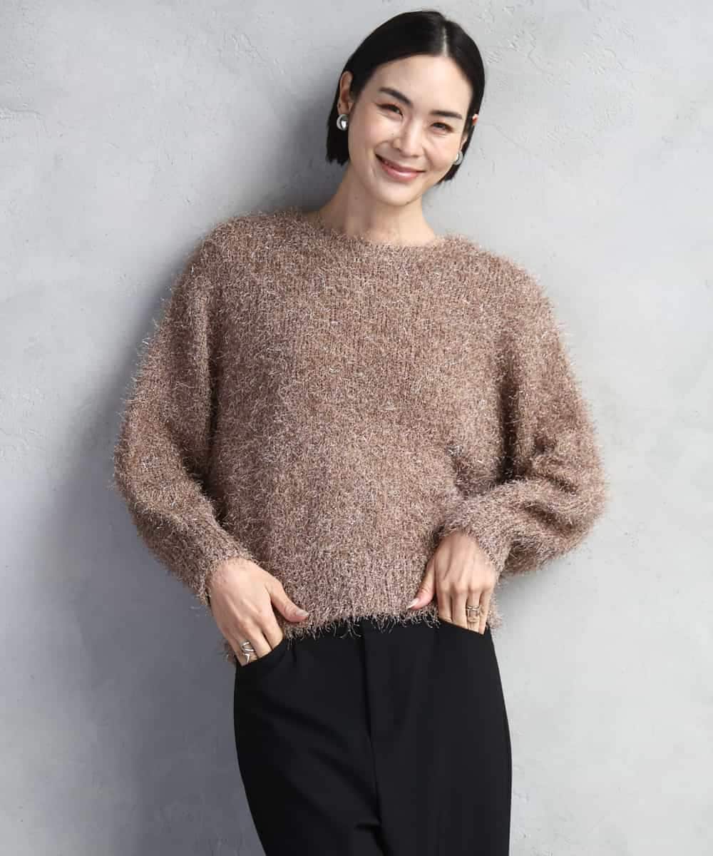 FMFAD27230 MICHEL KLEIN(ミッシェルクラン) フェザーヤーンラメプルオーバー ベージュ