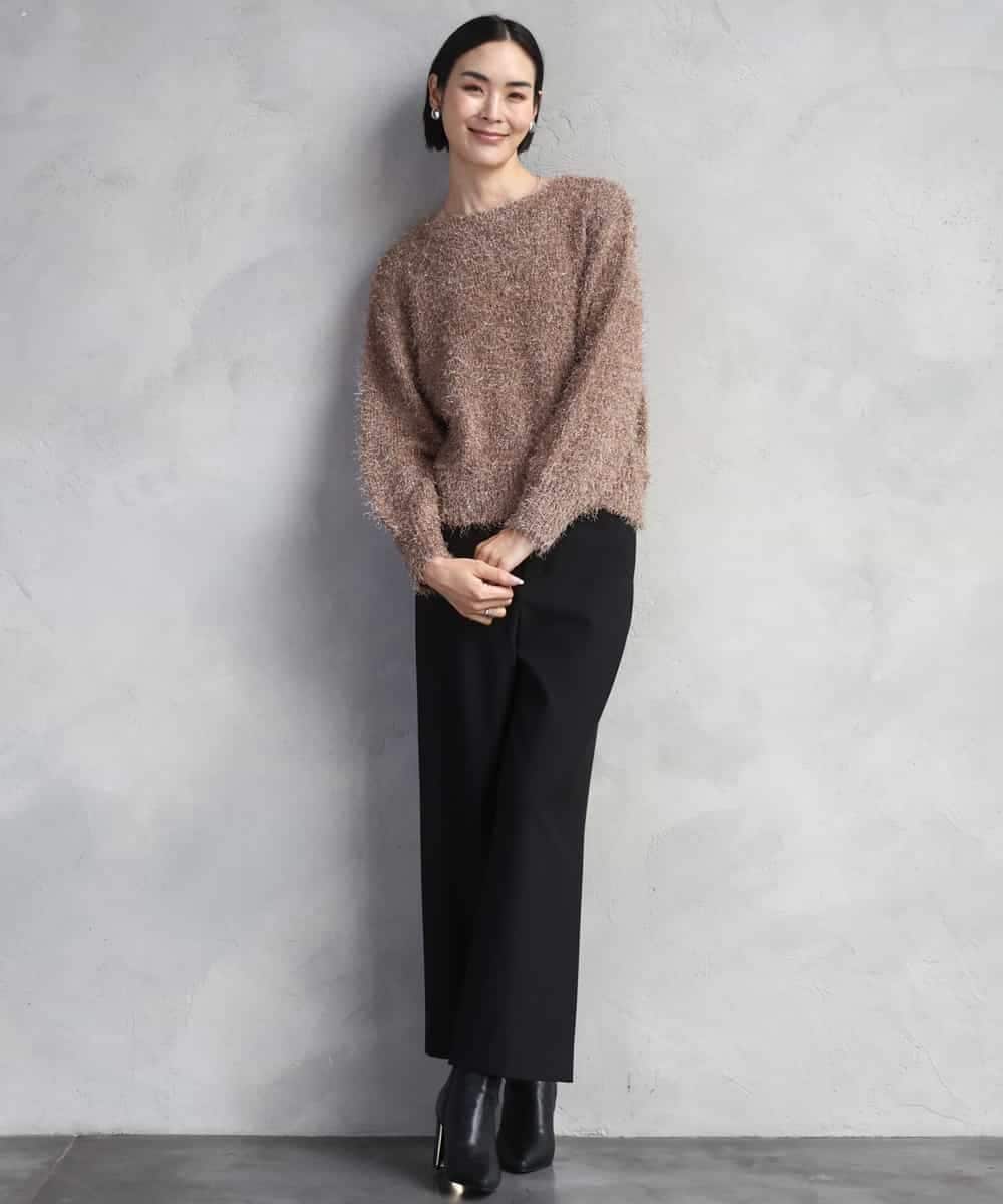 FMFAD27230 MICHEL KLEIN(ミッシェルクラン) フェザーヤーンラメプルオーバー ベージュ