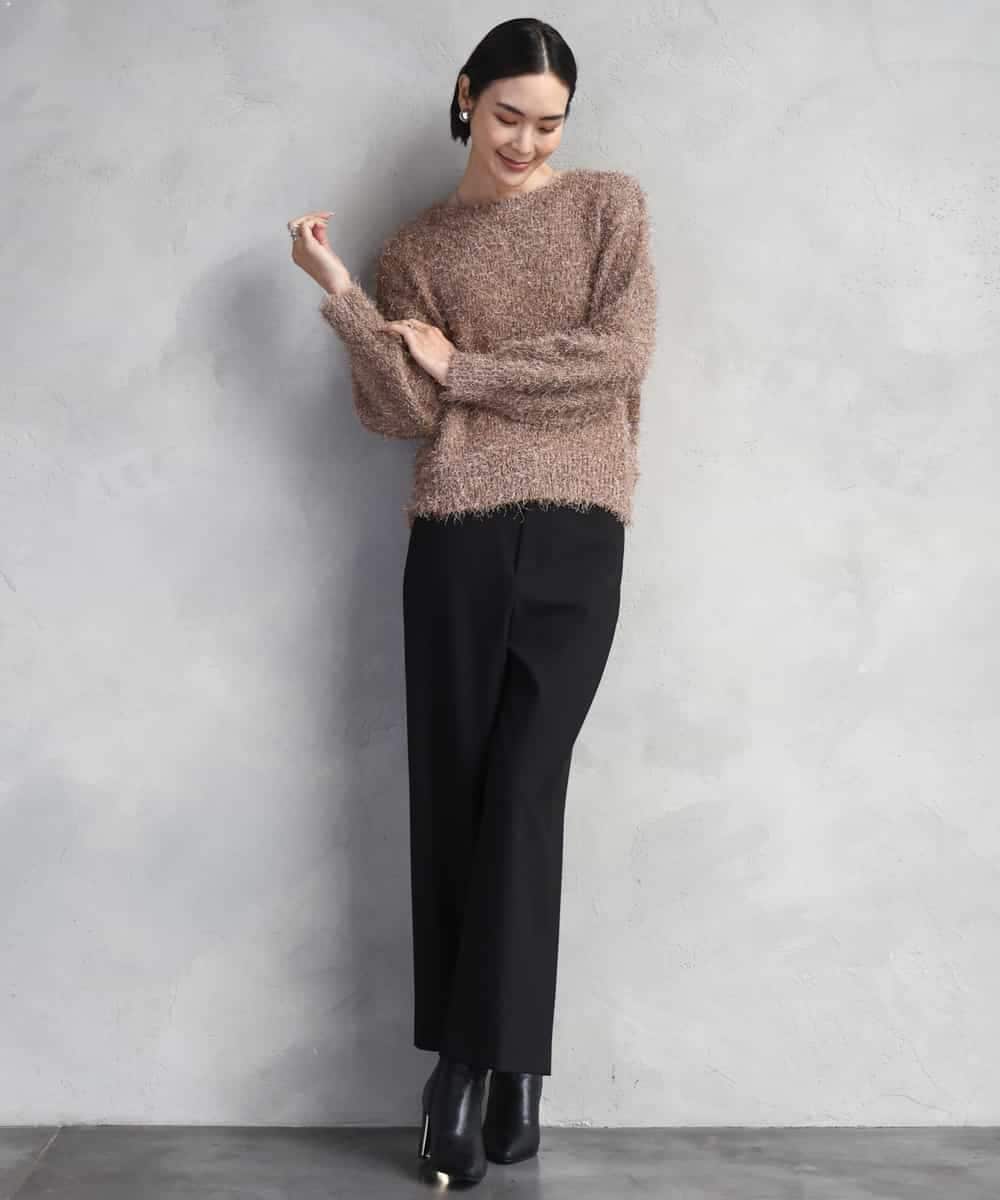 FMFAD27230 MICHEL KLEIN(ミッシェルクラン) フェザーヤーンラメプルオーバー ベージュ