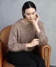 FMFAD27230 MICHEL KLEIN(ミッシェルクラン) フェザーヤーンラメプルオーバー ベージュ