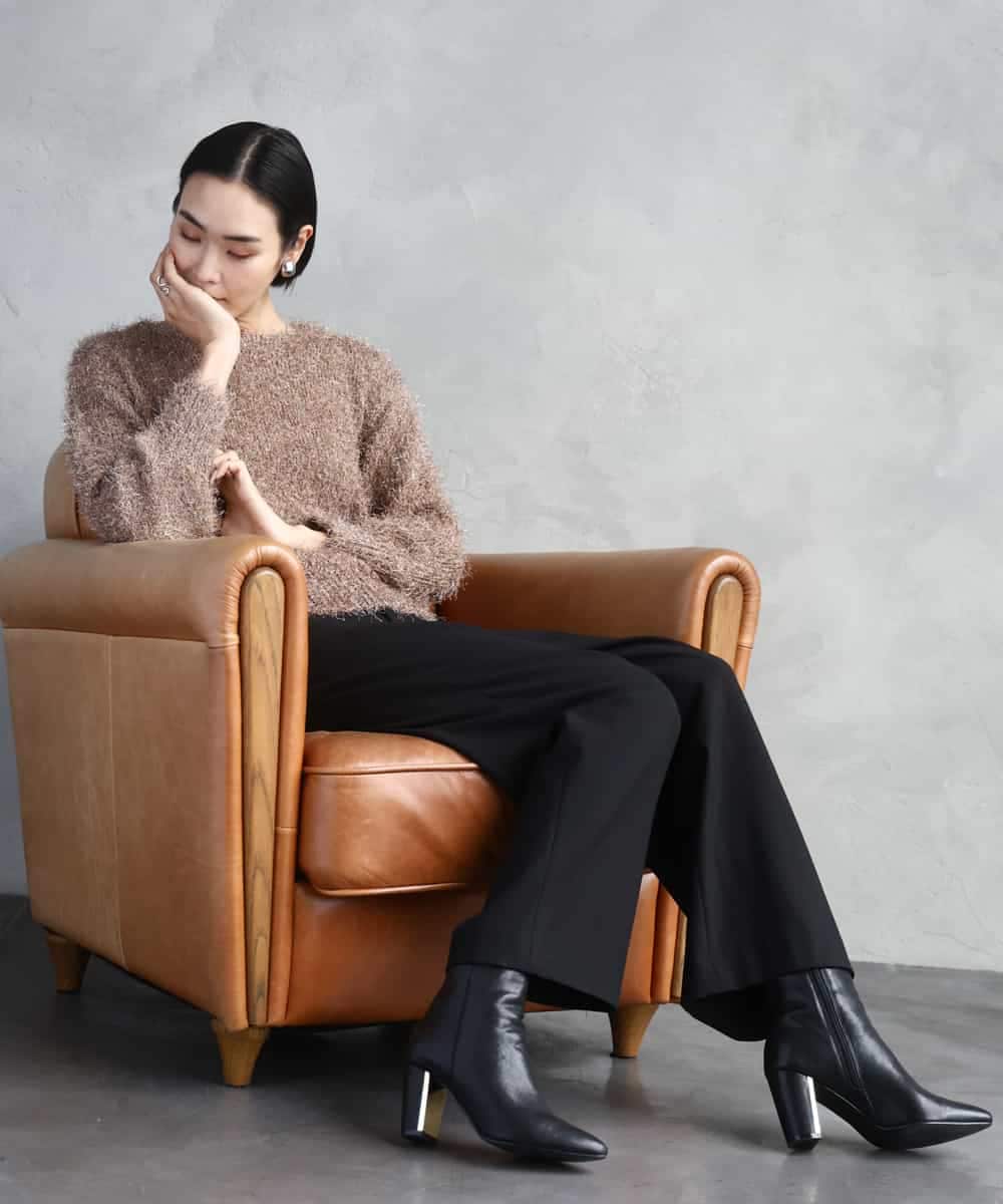 FMFAD27230 MICHEL KLEIN(ミッシェルクラン) フェザーヤーンラメプルオーバー ベージュ