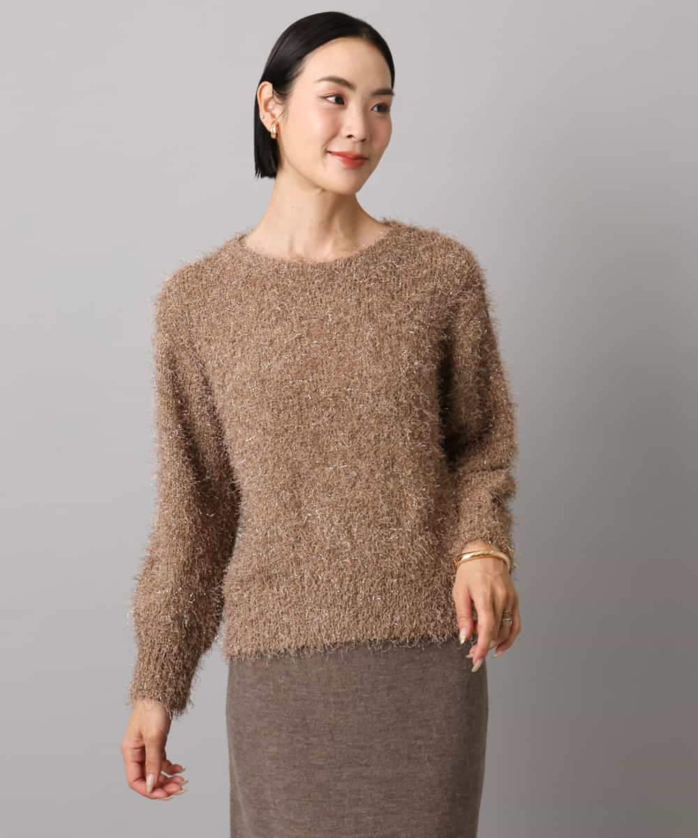 FMFAD27230 MICHEL KLEIN(ミッシェルクラン) フェザーヤーンラメプルオーバー ベージュ