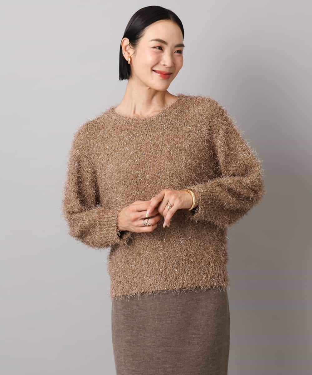 FMFAD27230 MICHEL KLEIN(ミッシェルクラン) フェザーヤーンラメプルオーバー ベージュ