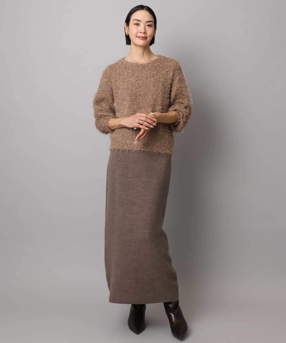 FMFAD27230 MICHEL KLEIN(ミッシェルクラン) フェザーヤーンラメプルオーバー ベージュ