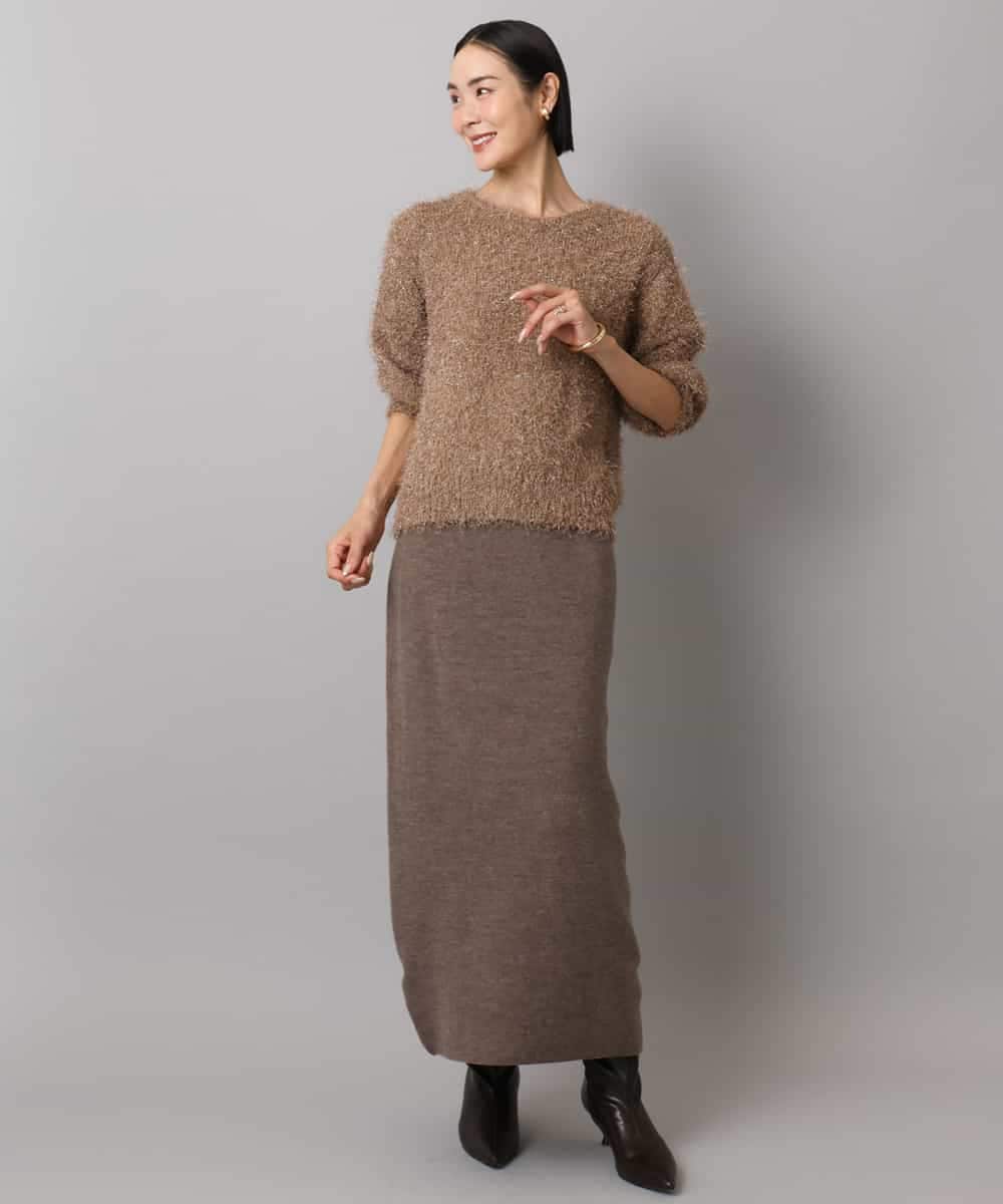 FMFAD27230 MICHEL KLEIN(ミッシェルクラン) フェザーヤーンラメプルオーバー ベージュ