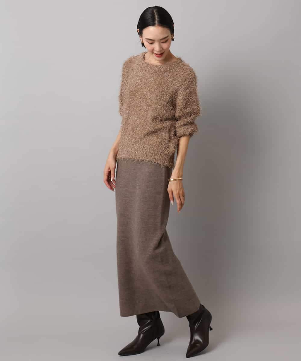 FMFAD27230 MICHEL KLEIN(ミッシェルクラン) フェザーヤーンラメプルオーバー ベージュ