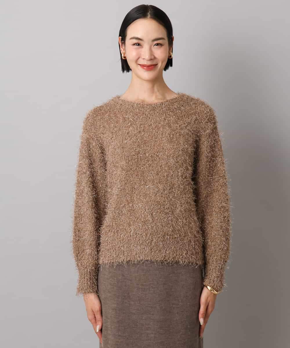 FMFAD27230 MICHEL KLEIN(ミッシェルクラン) フェザーヤーンラメプルオーバー ベージュ