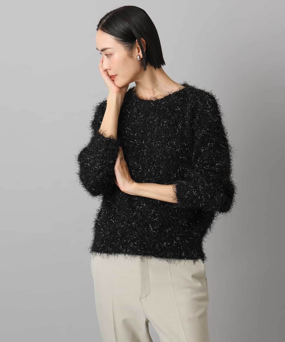 FMFAD27230 MICHEL KLEIN(ミッシェルクラン) フェザーヤーンラメプルオーバー ブラック