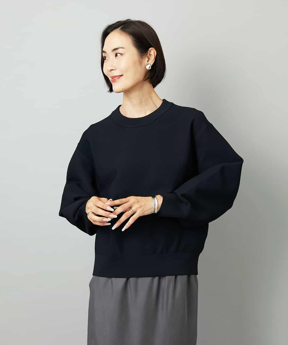 FMFAD29210 MICHEL KLEIN(ミッシェルクラン) スウェットライクニットプルオーバー ブラック