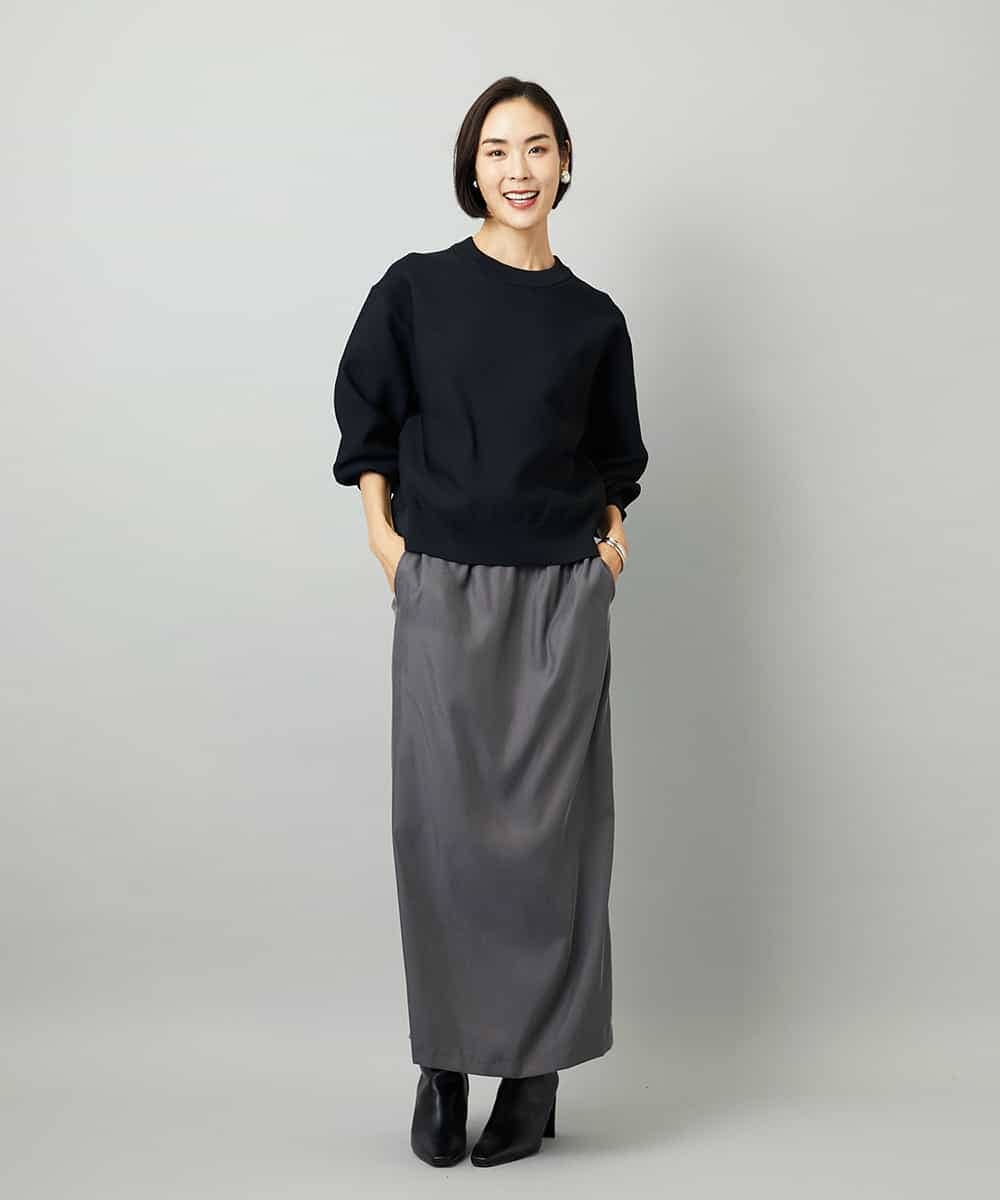 FMFAD29210 MICHEL KLEIN(ミッシェルクラン) スウェットライクニットプルオーバー ブラック