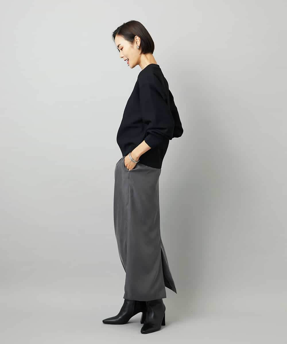 FMFAD29210 MICHEL KLEIN(ミッシェルクラン) スウェットライクニットプルオーバー ブラック