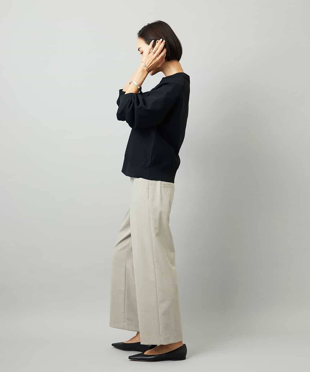 FMFAD29210 MICHEL KLEIN(ミッシェルクラン) スウェットライクニットプルオーバー ブラック