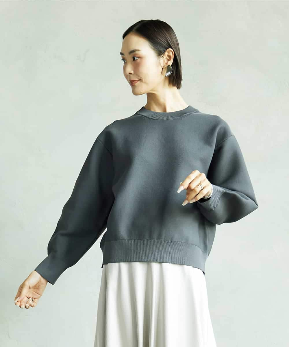 FMFAD29210 MICHEL KLEIN(ミッシェルクラン) スウェットライクニットプルオーバー ブラック