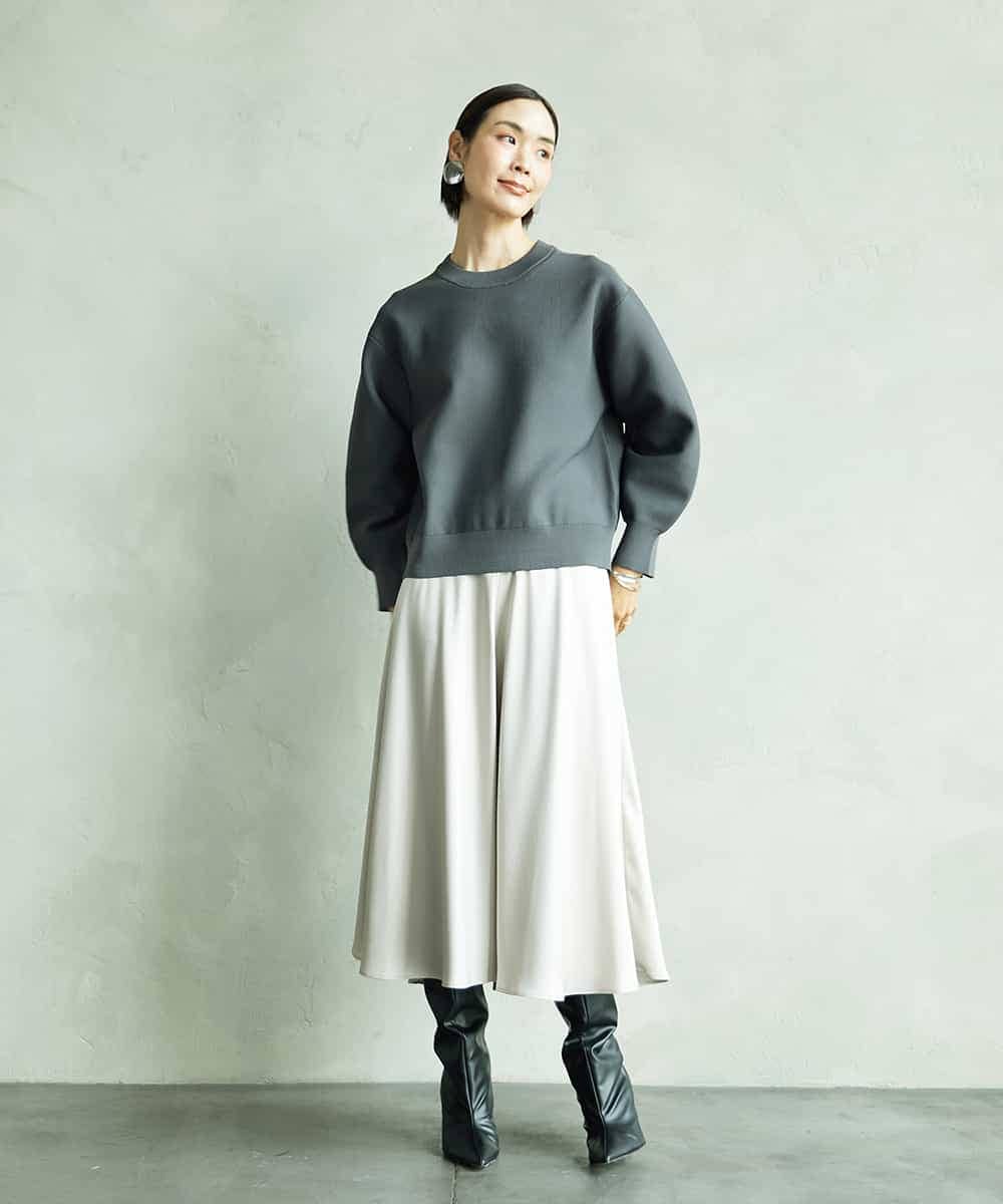 FMFAD29210 MICHEL KLEIN(ミッシェルクラン) スウェットライクニットプルオーバー ブラック