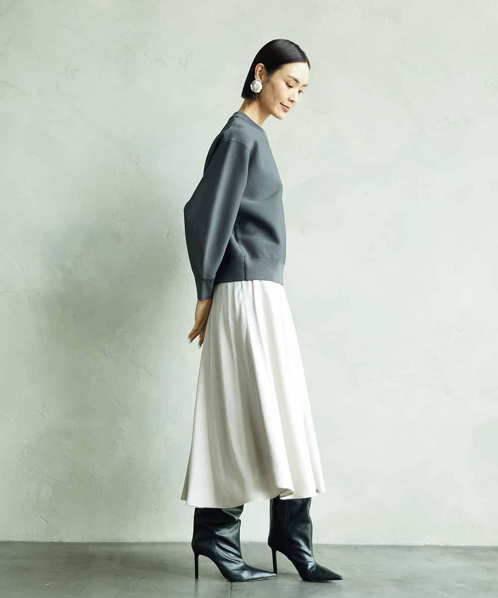 FMFAD29210 MICHEL KLEIN(ミッシェルクラン) スウェットライクニットプルオーバー ブラック
