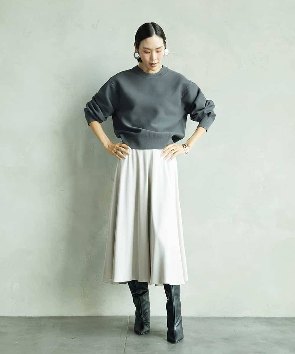 FMFAD29210 MICHEL KLEIN(ミッシェルクラン) スウェットライクニットプルオーバー ブラック