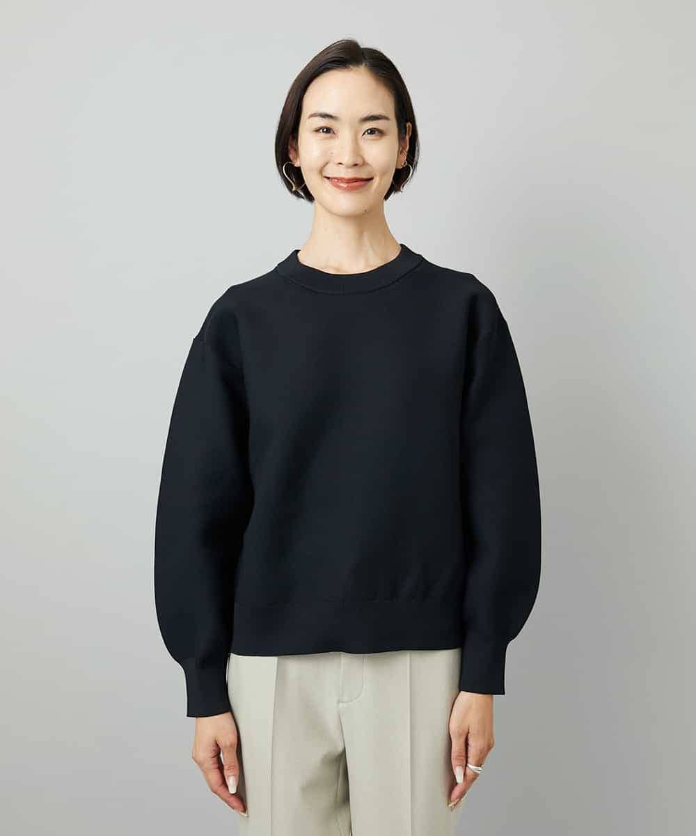 FMFAD29210 MICHEL KLEIN(ミッシェルクラン) スウェットライクニットプルオーバー ブラック