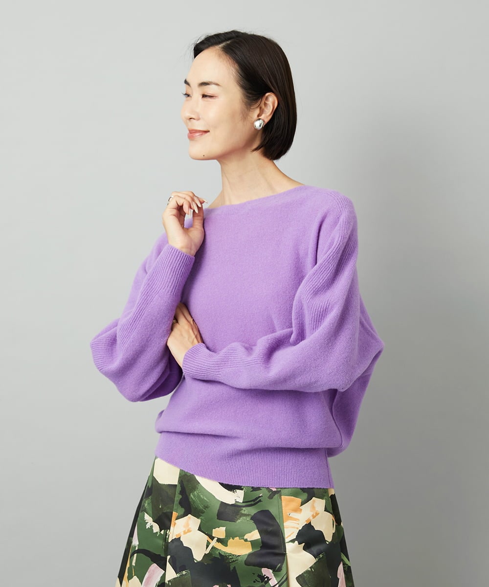 FMFAD40190 MICHEL KLEIN(ミッシェルクラン) [定番人気]ホールガーメント(R)ドルマンスリーブニット パープル