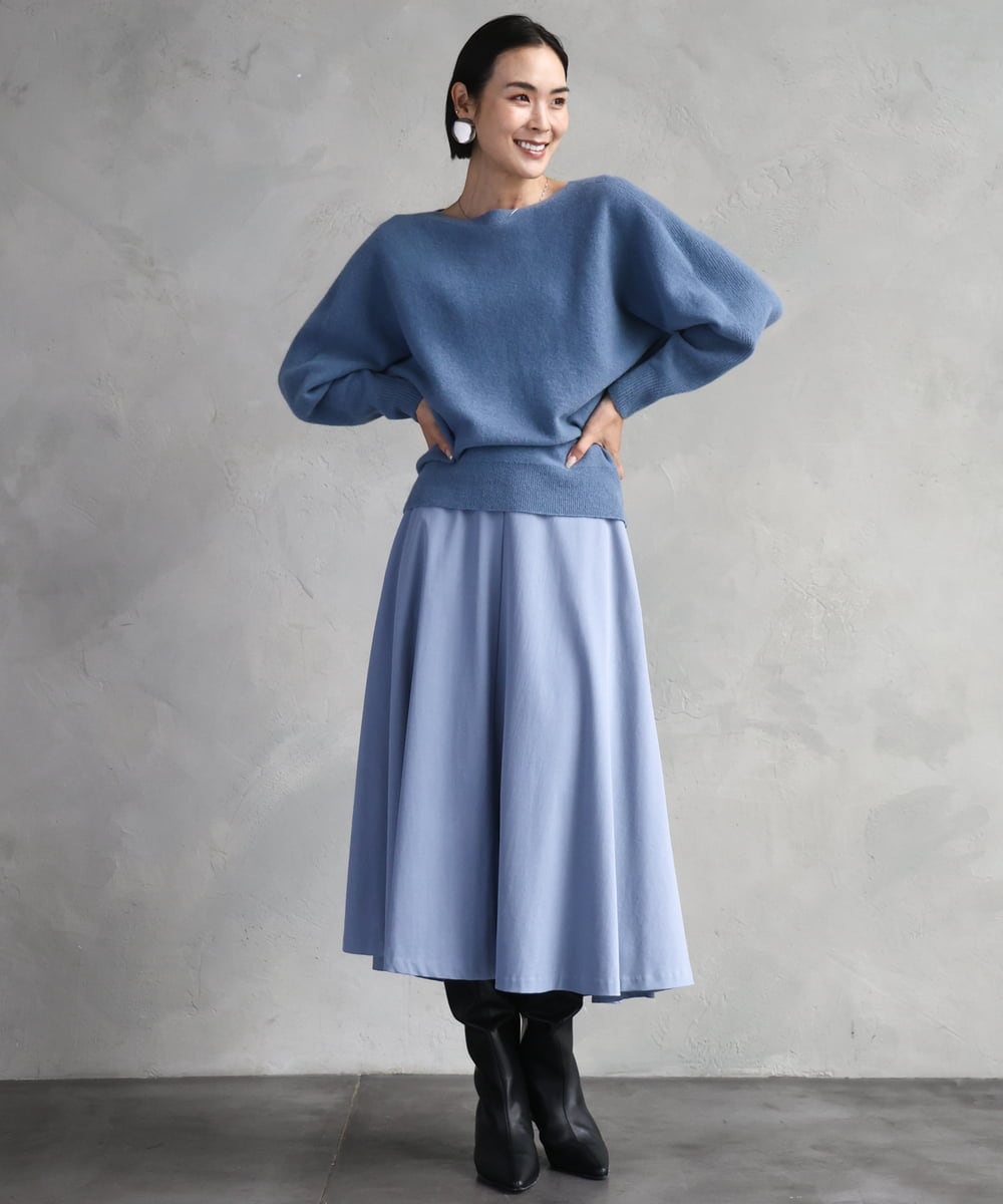 FMFAD40190 MICHEL KLEIN(ミッシェルクラン) [定番人気]ホールガーメント(R)ドルマンスリーブニット パープル