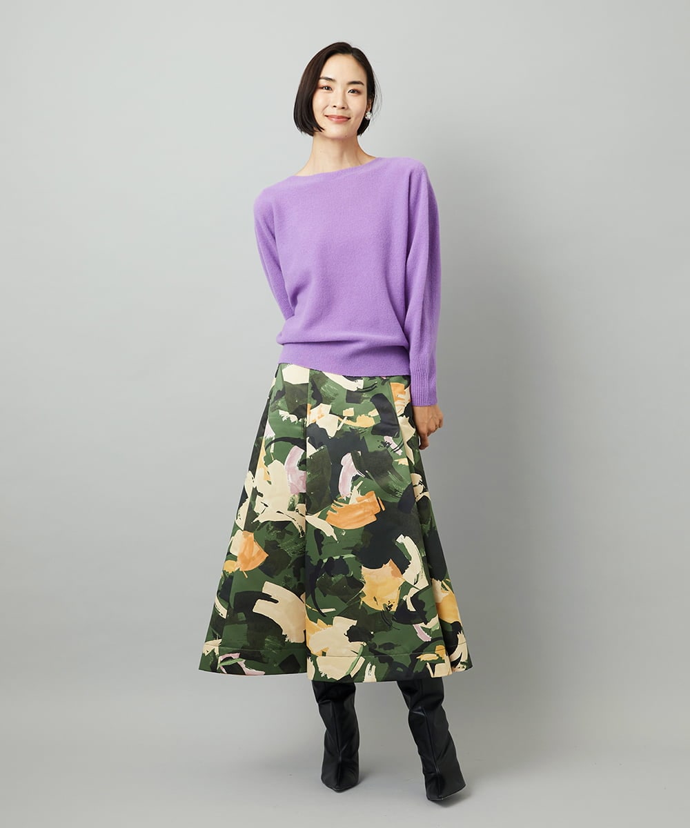 FMFAD40190 MICHEL KLEIN(ミッシェルクラン) [定番人気]ホールガーメント(R)ドルマンスリーブニット パープル