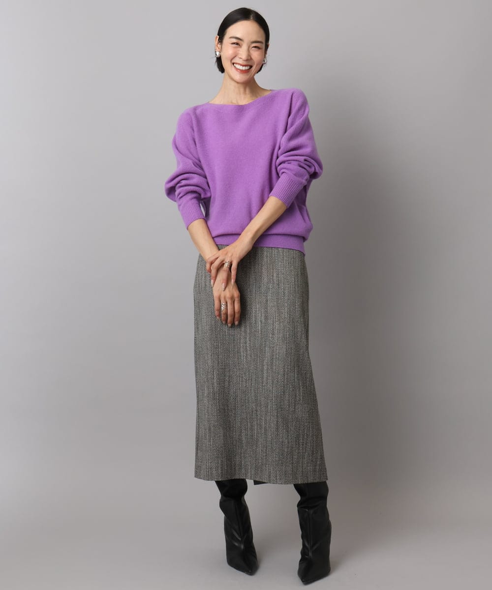 FMFAD40190 MICHEL KLEIN(ミッシェルクラン) [定番人気]ホールガーメント(R)ドルマンスリーブニット パープル