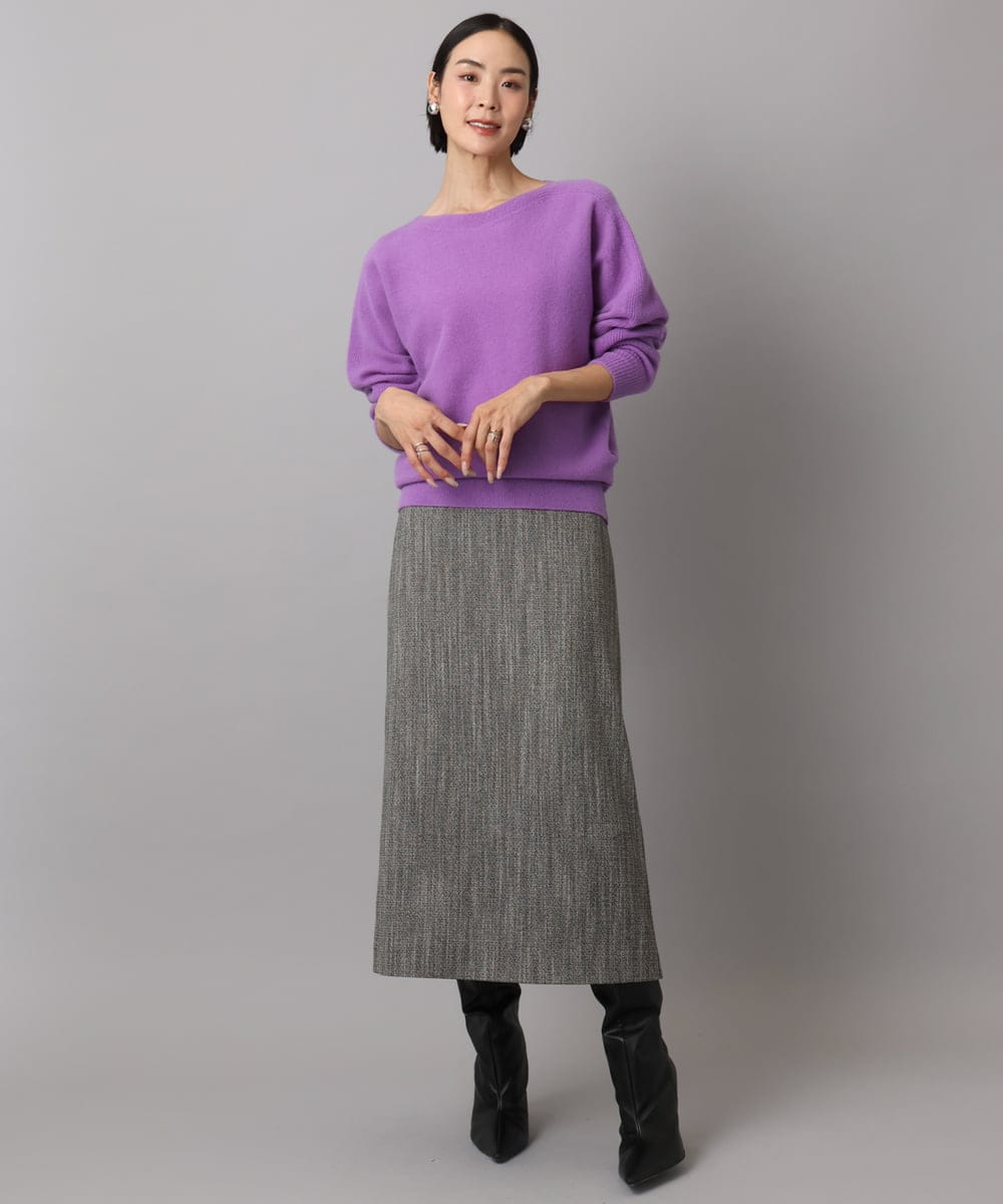 FMFAD40190 MICHEL KLEIN(ミッシェルクラン) [定番人気]ホールガーメント(R)ドルマンスリーブニット パープル