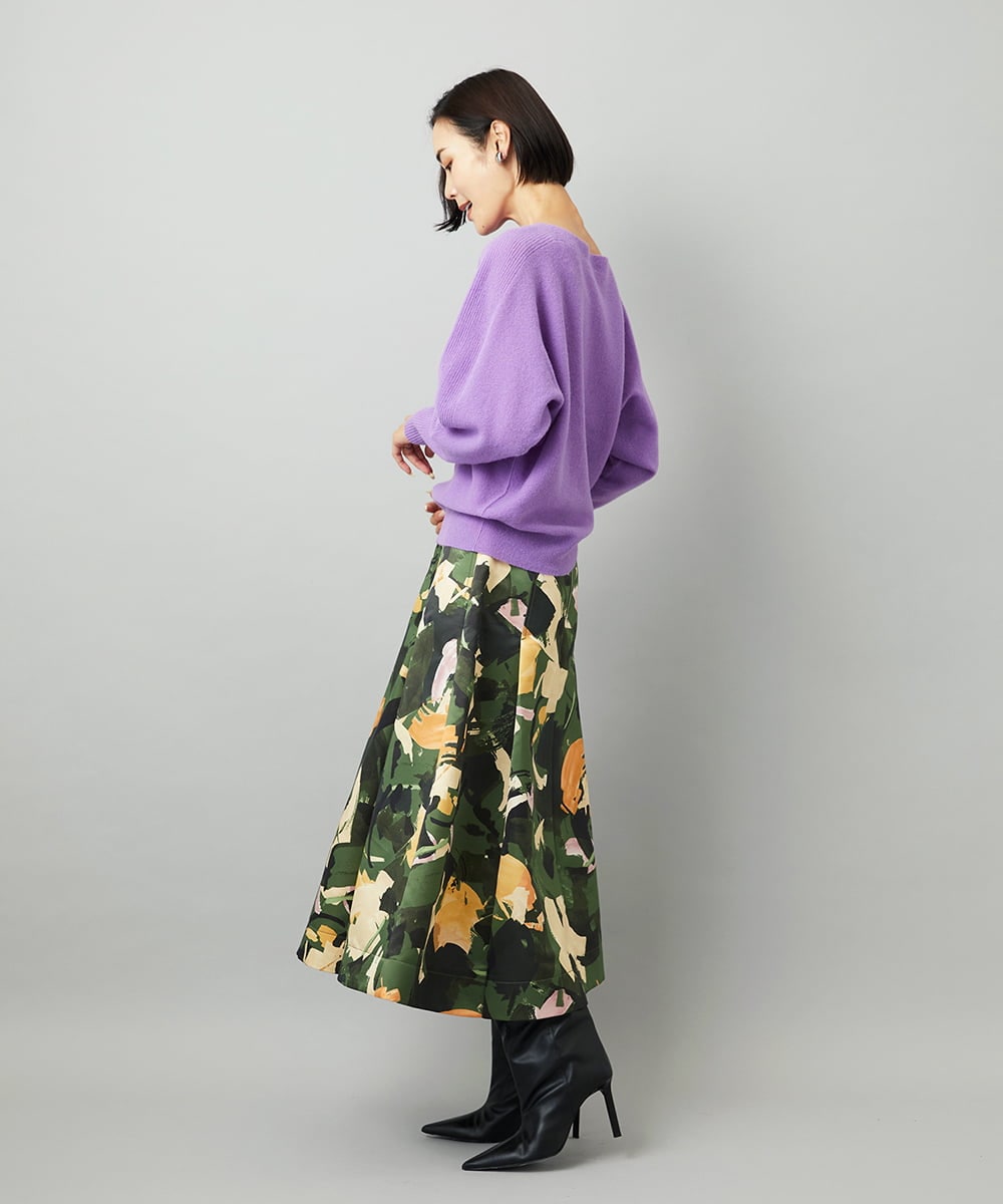 FMFAD40190 MICHEL KLEIN(ミッシェルクラン) [定番人気]ホールガーメント(R)ドルマンスリーブニット パープル