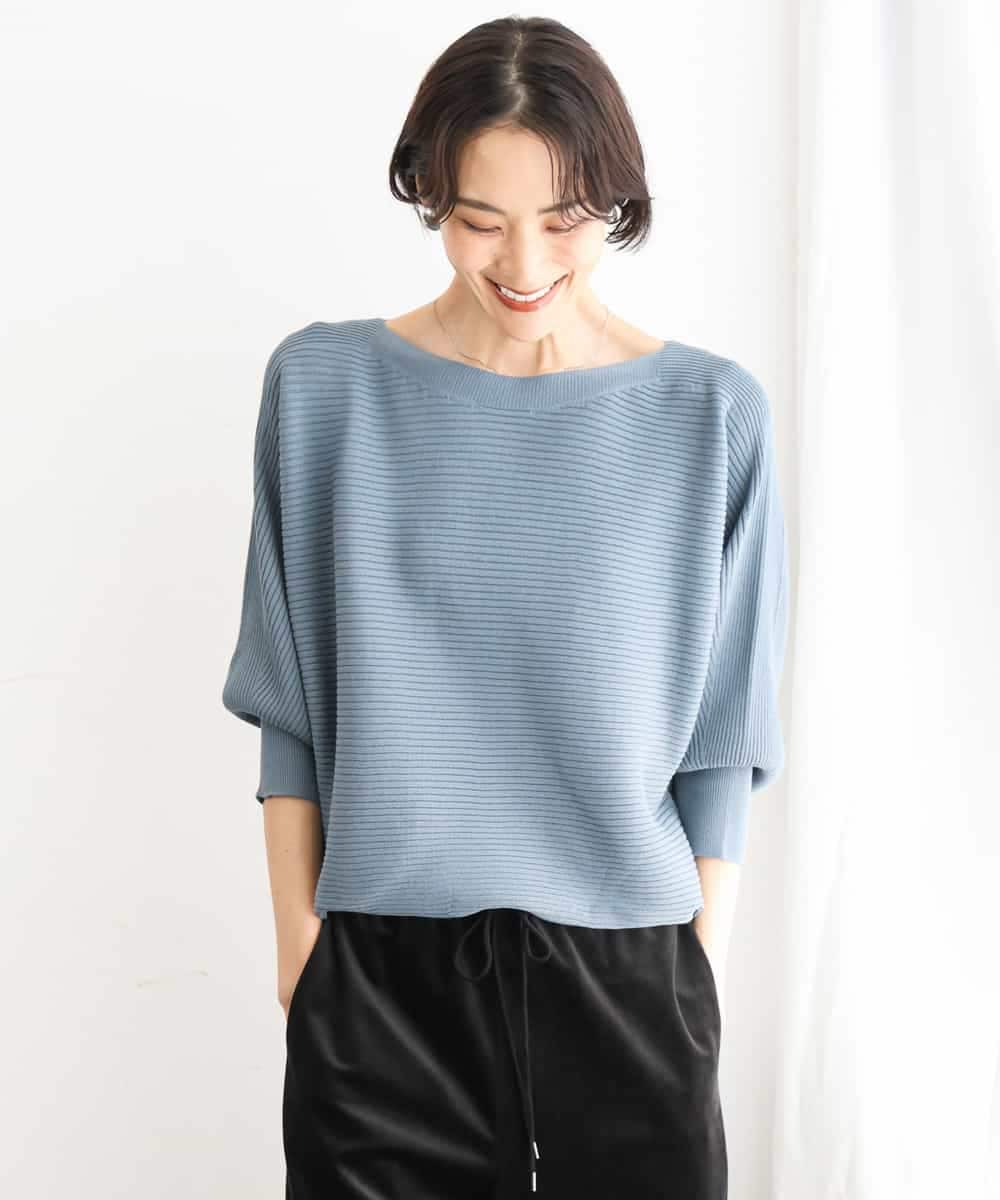 FMFAG17190 MICHEL KLEIN(ミッシェルクラン) ［定番人気］ホールガーメント(R)ドルマンスリーブニット ブルー