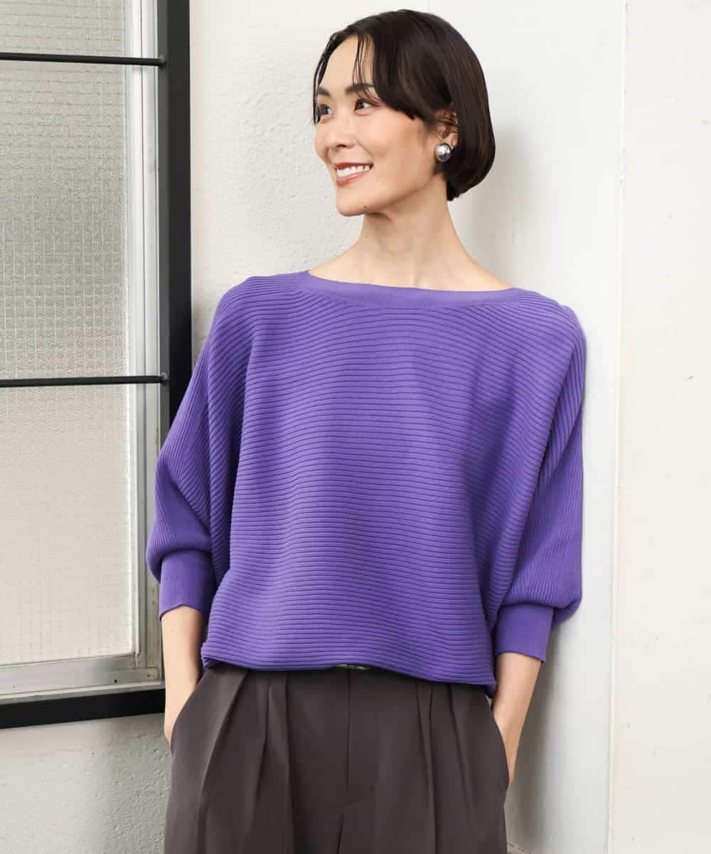 FMFAG17190 MICHEL KLEIN(ミッシェルクラン) ［定番人気］ホールガーメント(R)ドルマンスリーブニット ブルー
