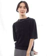 FMFAG30180 MICHEL KLEIN(ミッシェルクラン) モール半袖プルオーバー ネイビー