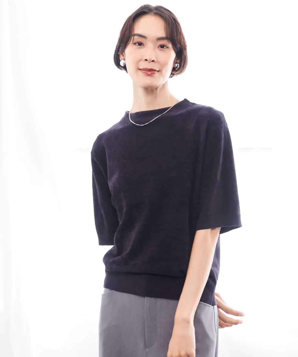 FMFAG30180 MICHEL KLEIN(ミッシェルクラン) モール半袖プルオーバー ネイビー