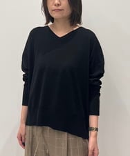 FMFAG31190 MICHEL KLEIN(ミッシェルクラン) ホールガーメント(R)Vネックニットプルオーバー ブラック
