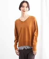 FMFAG31190 MICHEL KLEIN(ミッシェルクラン) ホールガーメント®Vネックニットプルオーバー キャメル