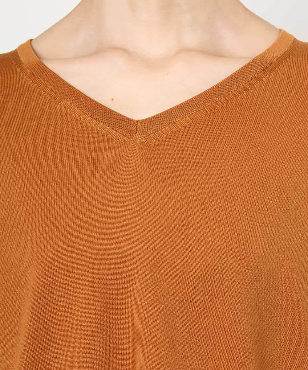 FMFAG31190 MICHEL KLEIN(ミッシェルクラン) ホールガーメント®Vネックニットプルオーバー キャメル