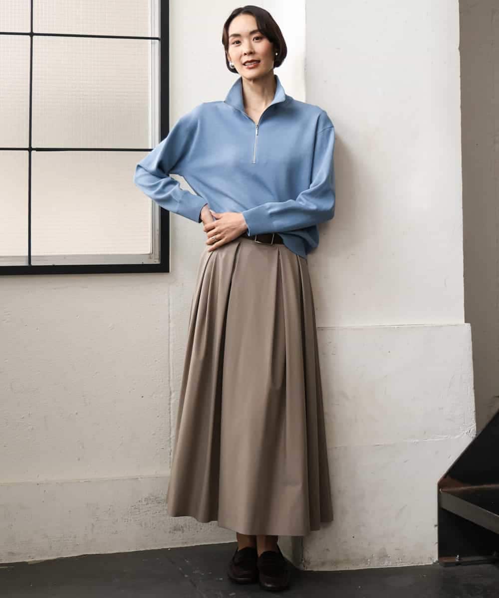FMFAG32240 MICHEL KLEIN(ミッシェルクラン) ハーフジップニットプルオーバー ブルー
