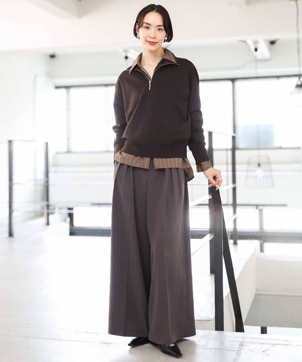 FMFAG32240 MICHEL KLEIN(ミッシェルクラン) ハーフジップニットプルオーバー ブルー