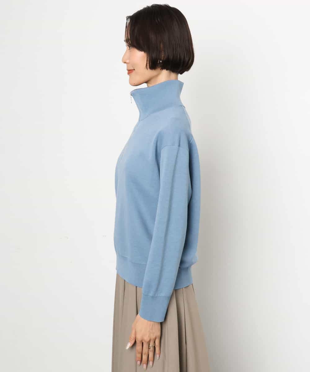 FMFAG32240 MICHEL KLEIN(ミッシェルクラン) ハーフジップニットプルオーバー ブルー