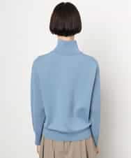 FMFAG32240 MICHEL KLEIN(ミッシェルクラン) ハーフジップニットプルオーバー ブルー