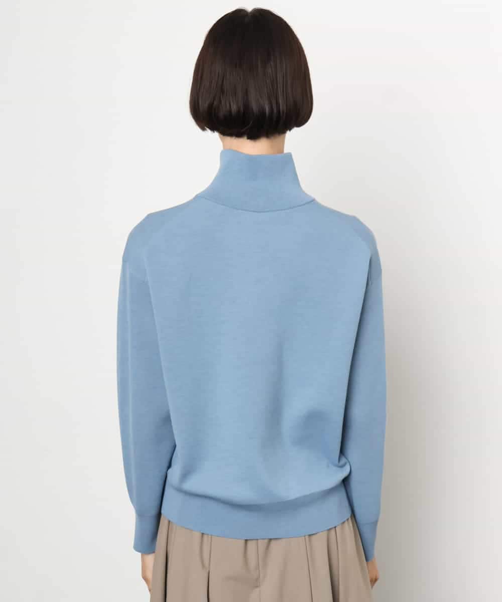 FMFAG32240 MICHEL KLEIN(ミッシェルクラン) ハーフジップニットプルオーバー ブルー