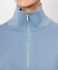 FMFAG32240 MICHEL KLEIN(ミッシェルクラン) ハーフジップニットプルオーバー ブルー