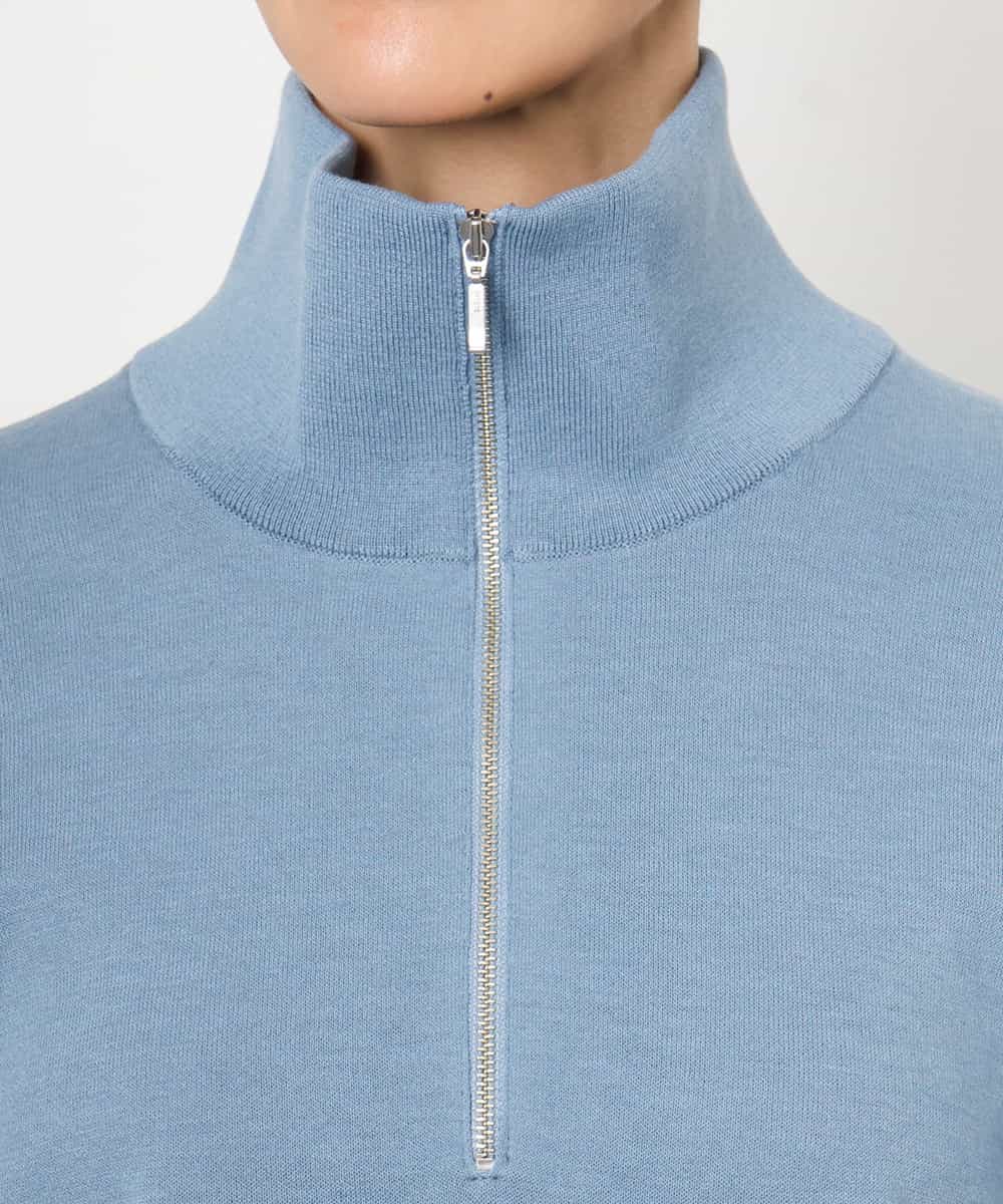 FMFAG32240 MICHEL KLEIN(ミッシェルクラン) ハーフジップニットプルオーバー ブルー