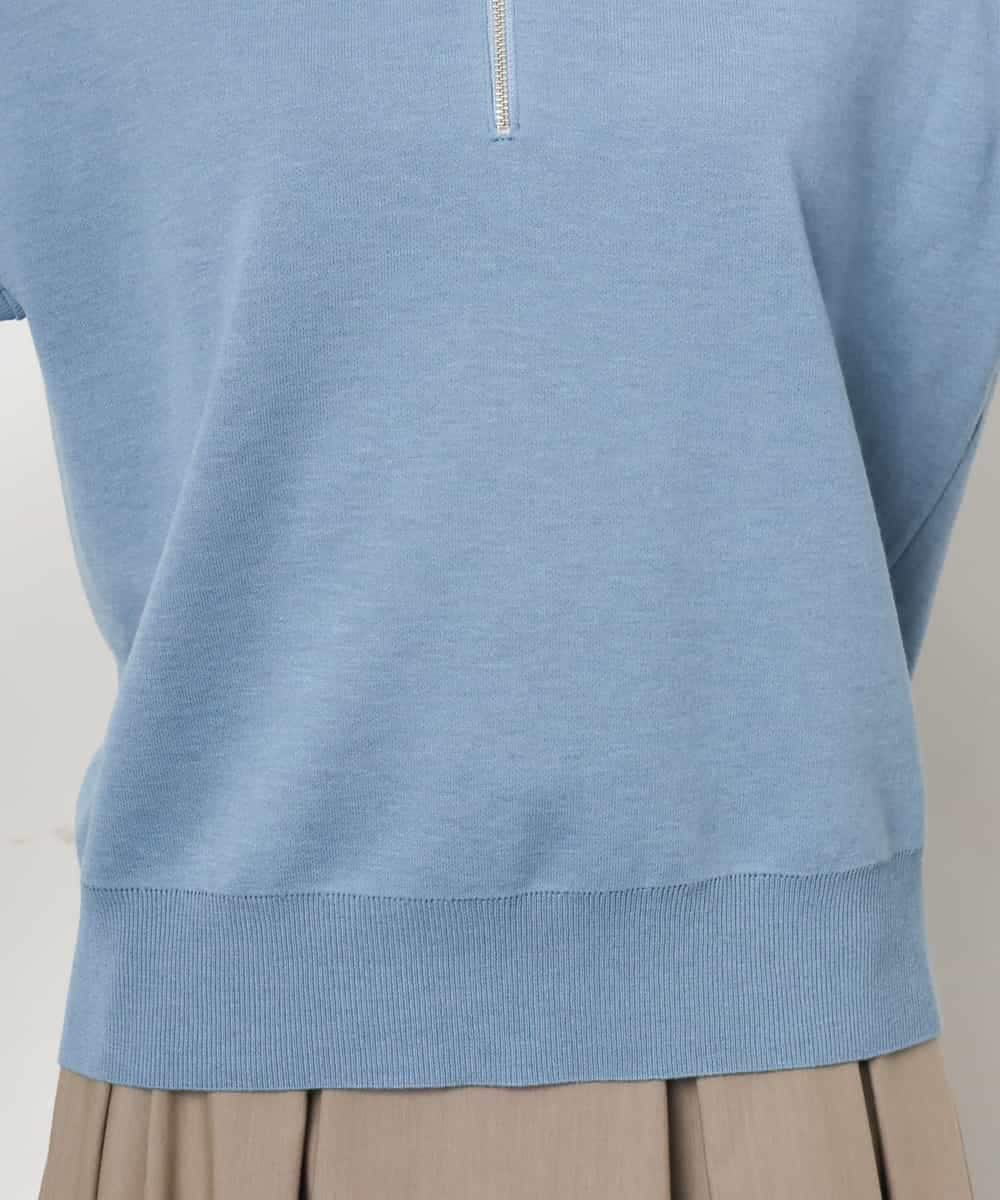 FMFAG32240 MICHEL KLEIN(ミッシェルクラン) ハーフジップニットプルオーバー ブルー