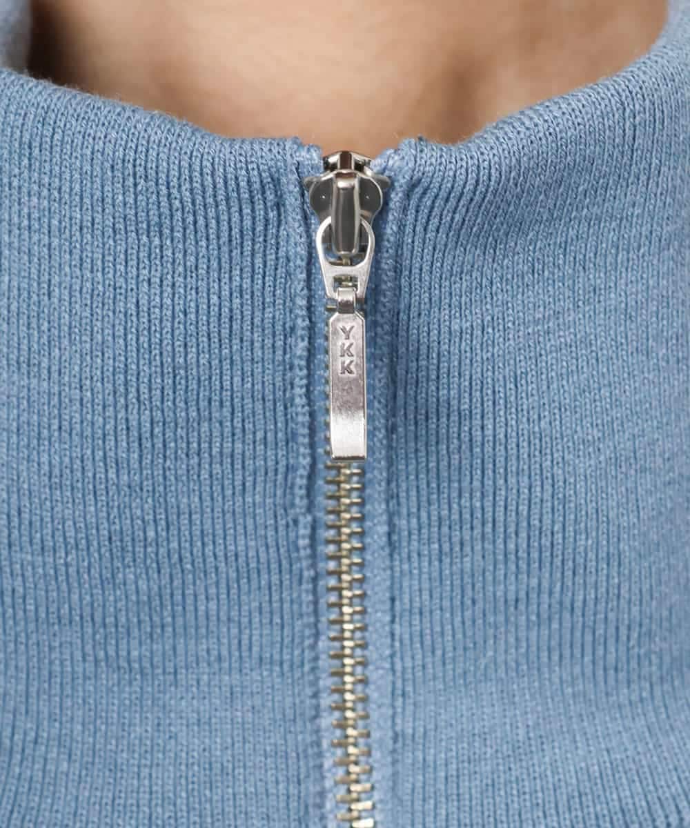 FMFAG32240 MICHEL KLEIN(ミッシェルクラン) ハーフジップニットプルオーバー ブルー