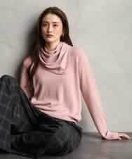 FMFAG40260 MICHEL KLEIN(ミッシェルクラン) スパンコールラメスカーフ付きニット ピンク