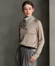 FMFAG40260 MICHEL KLEIN(ミッシェルクラン) スパンコールラメスカーフ付きニット ブラウン