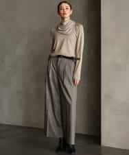 FMFAG40260 MICHEL KLEIN(ミッシェルクラン) スパンコールラメスカーフ付きニット ブラウン